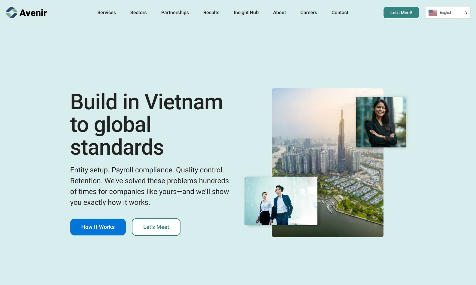 Avenir homepage — Build in Vietnam to global standards