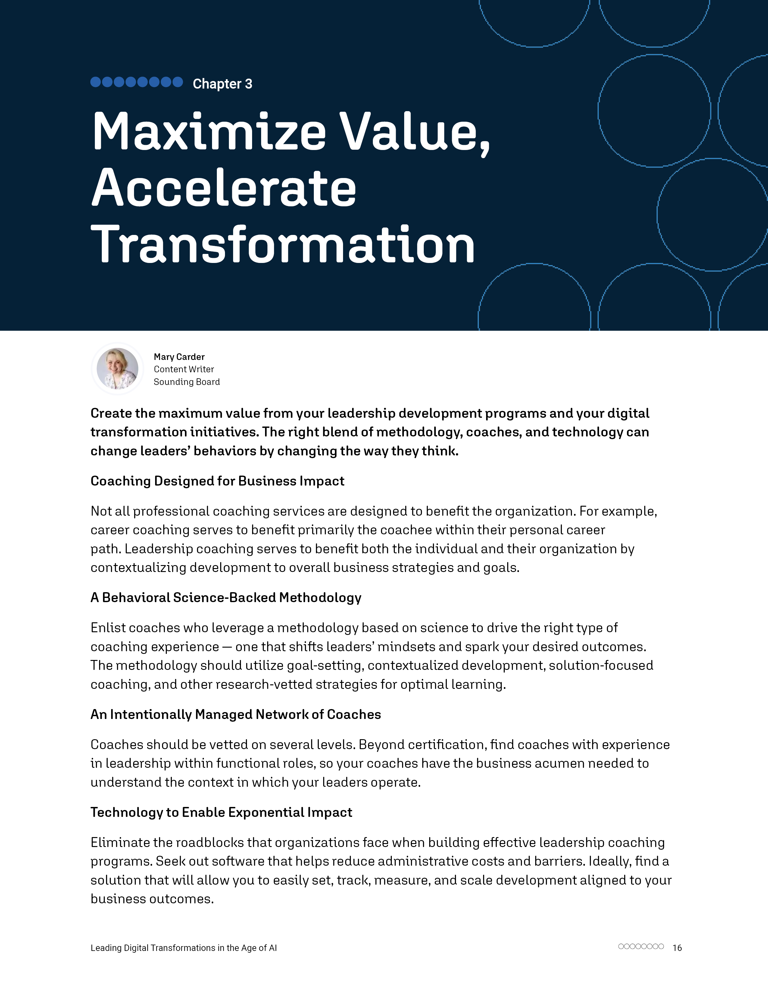 Chapter 3 divider — Maximize Value, Accelerate Transformation
