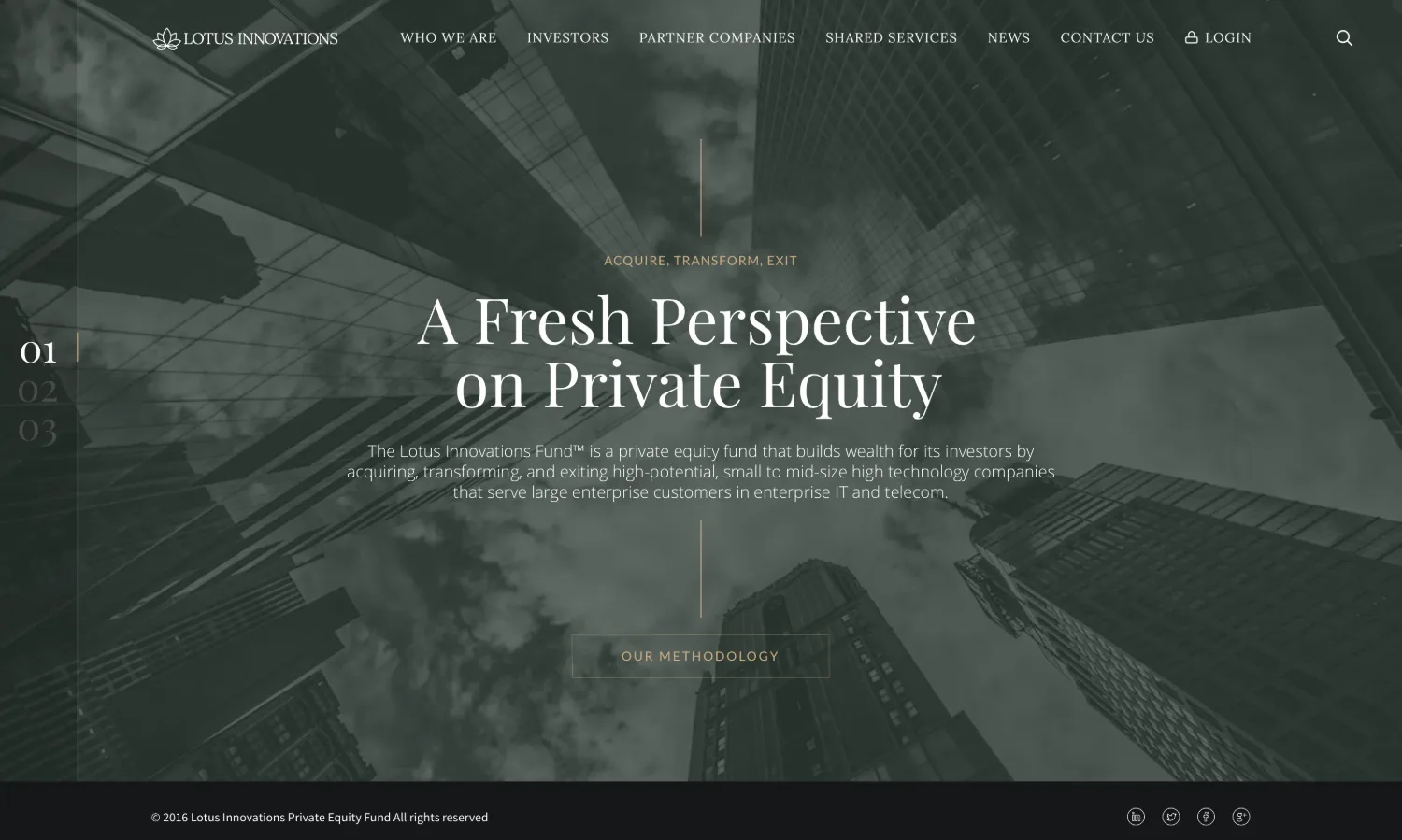 Lotus Innovations home page with the headline A Fresh Perspective on Private Equity