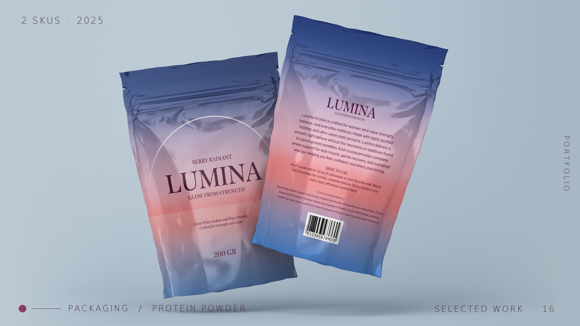 Lumina protein powder packaging
