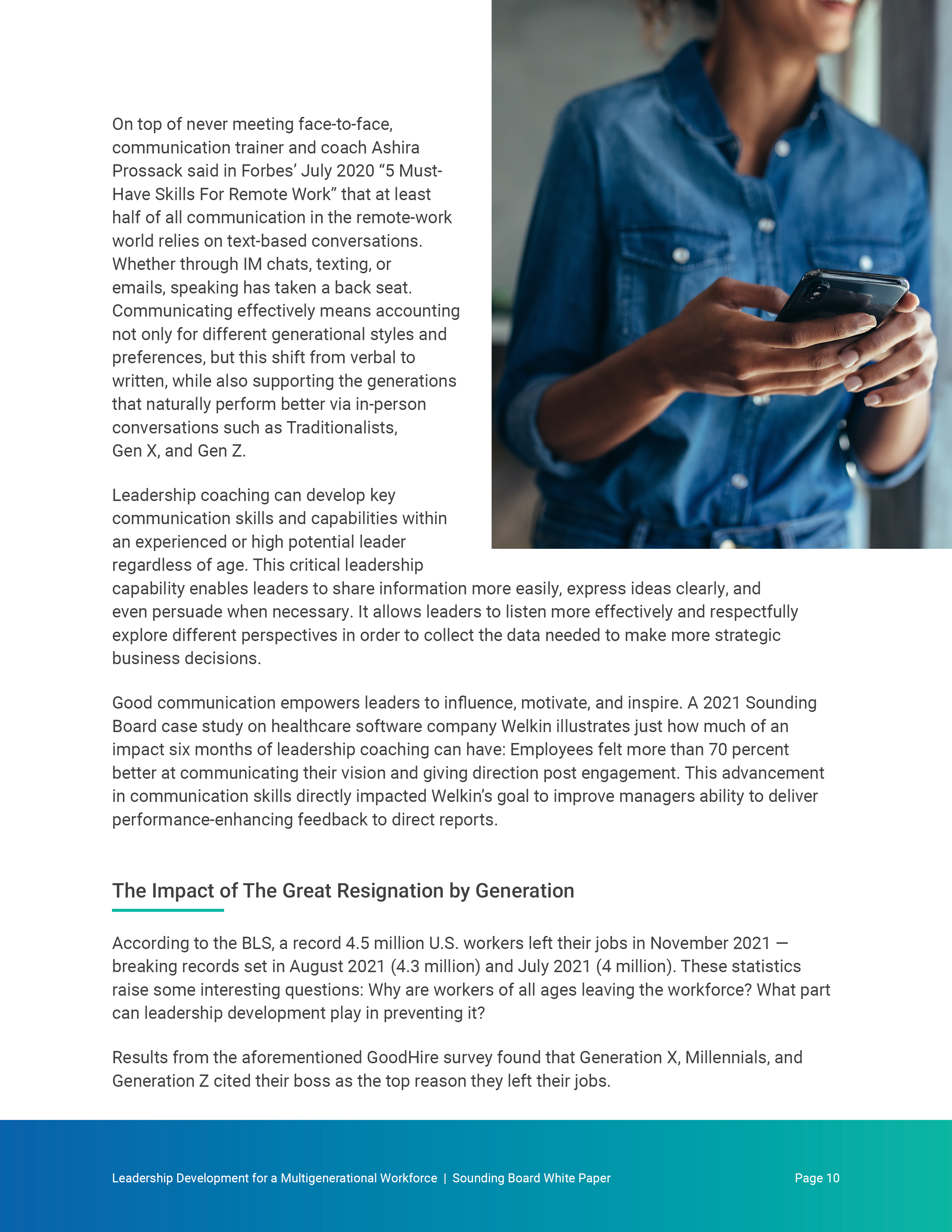 Page 10 — text-based communication, with phone-in-hand photo