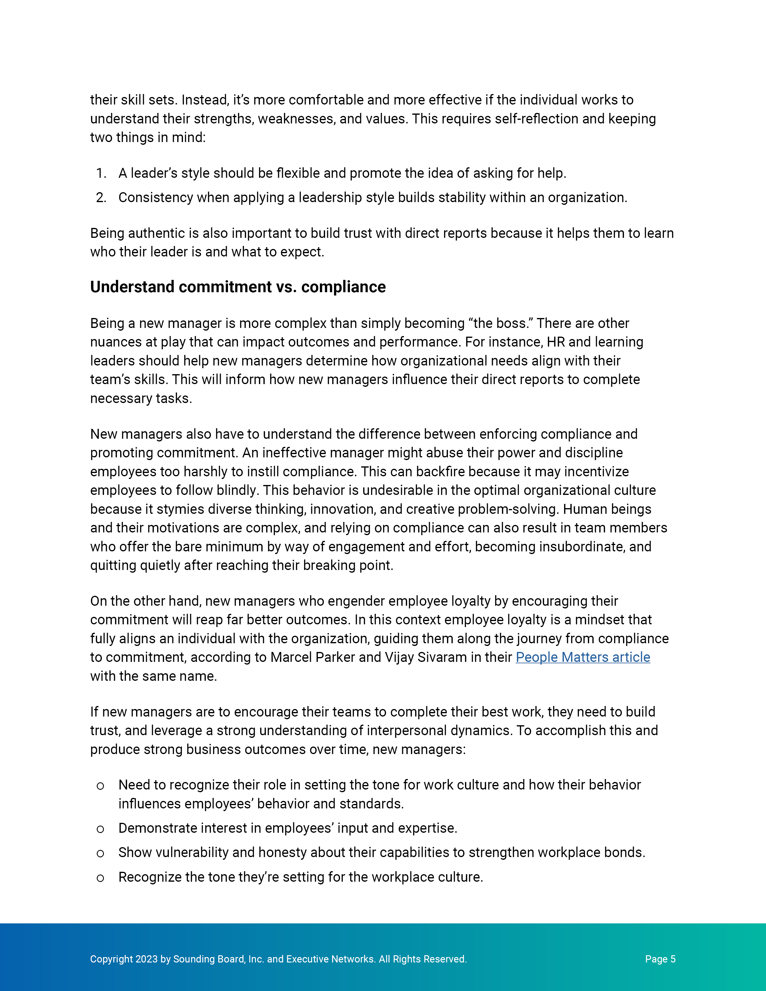 Commitment vs. compliance interior page