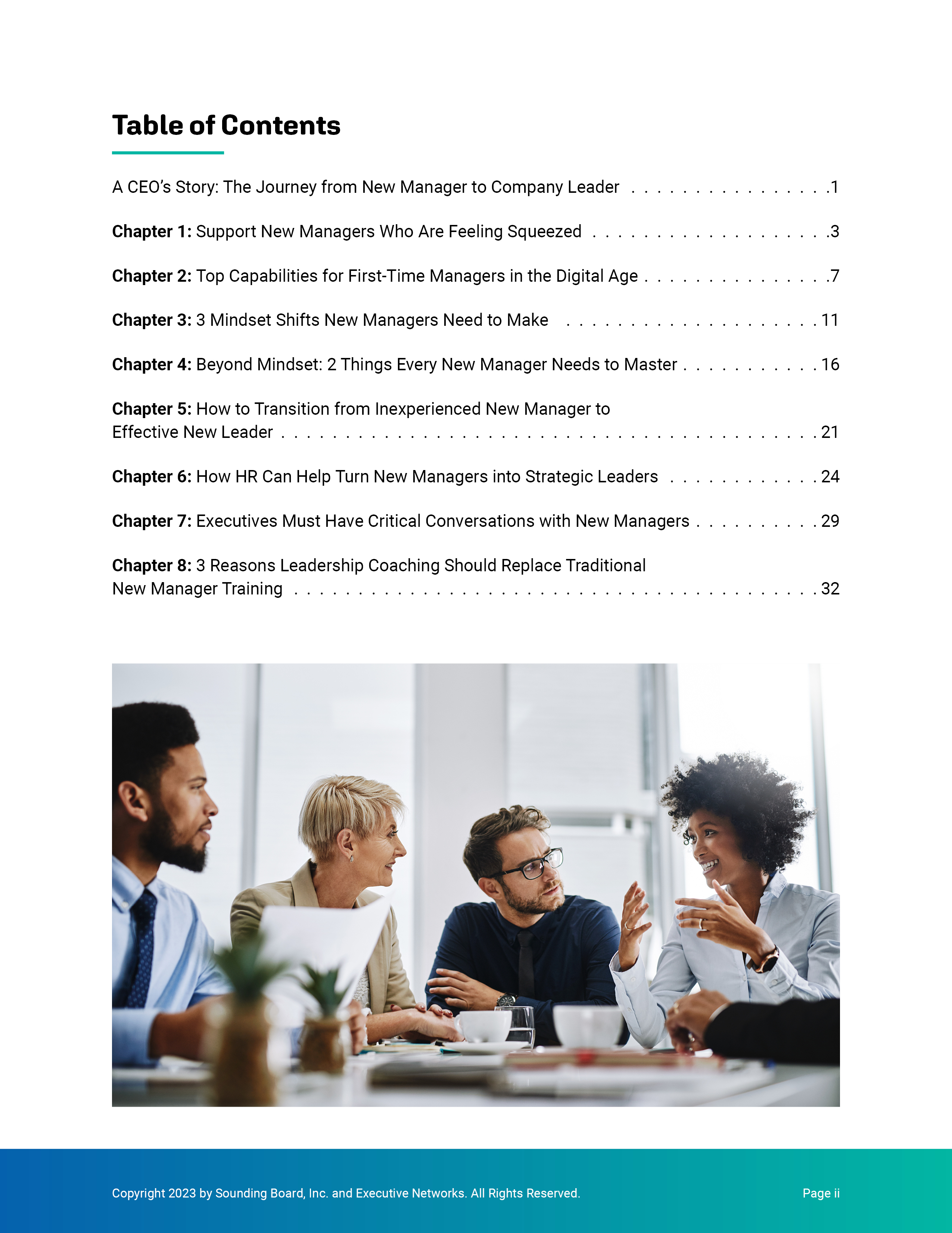 Table of contents page