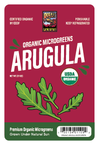 Rocket Farms Arugula microgreens label