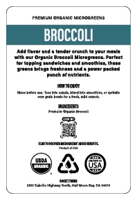 Broccoli label back