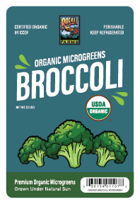 Rocket Farms Broccoli microgreens label