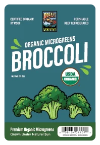 Rocket Farms Broccoli microgreens label