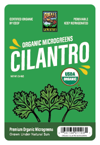 Rocket Farms Cilantro microgreens label