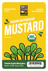Rocket Farms Mustard microgreens label