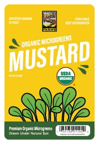 Rocket Farms Mustard microgreens label