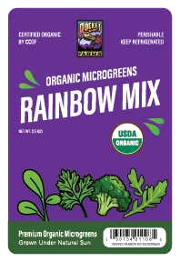 Rocket Farms Rainbow Mix microgreens label
