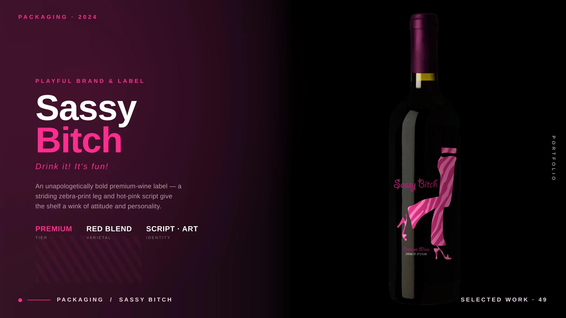Sassy Bitch: playful red-blend label