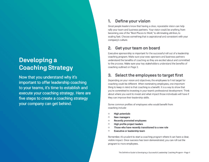 Developing a Coaching Strategy — the five-step strategy spread