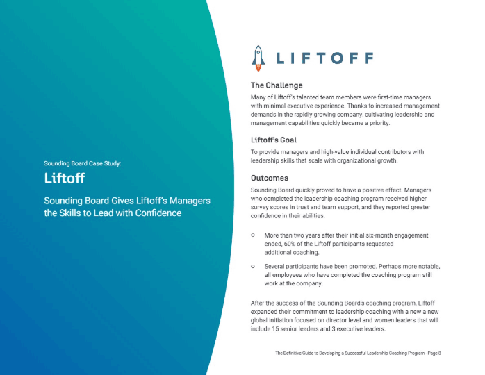 Liftoff case study spread — the challenge, goal, and outcomes