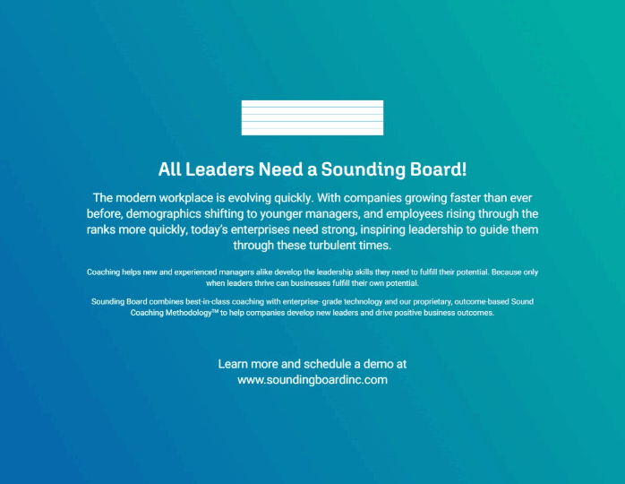 All Leaders Need a Sounding Board — closing page and call to action