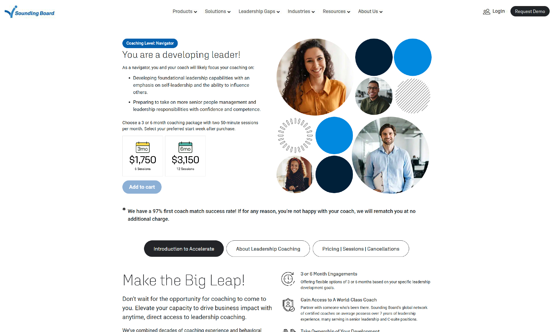Accelerate coaching commerce page