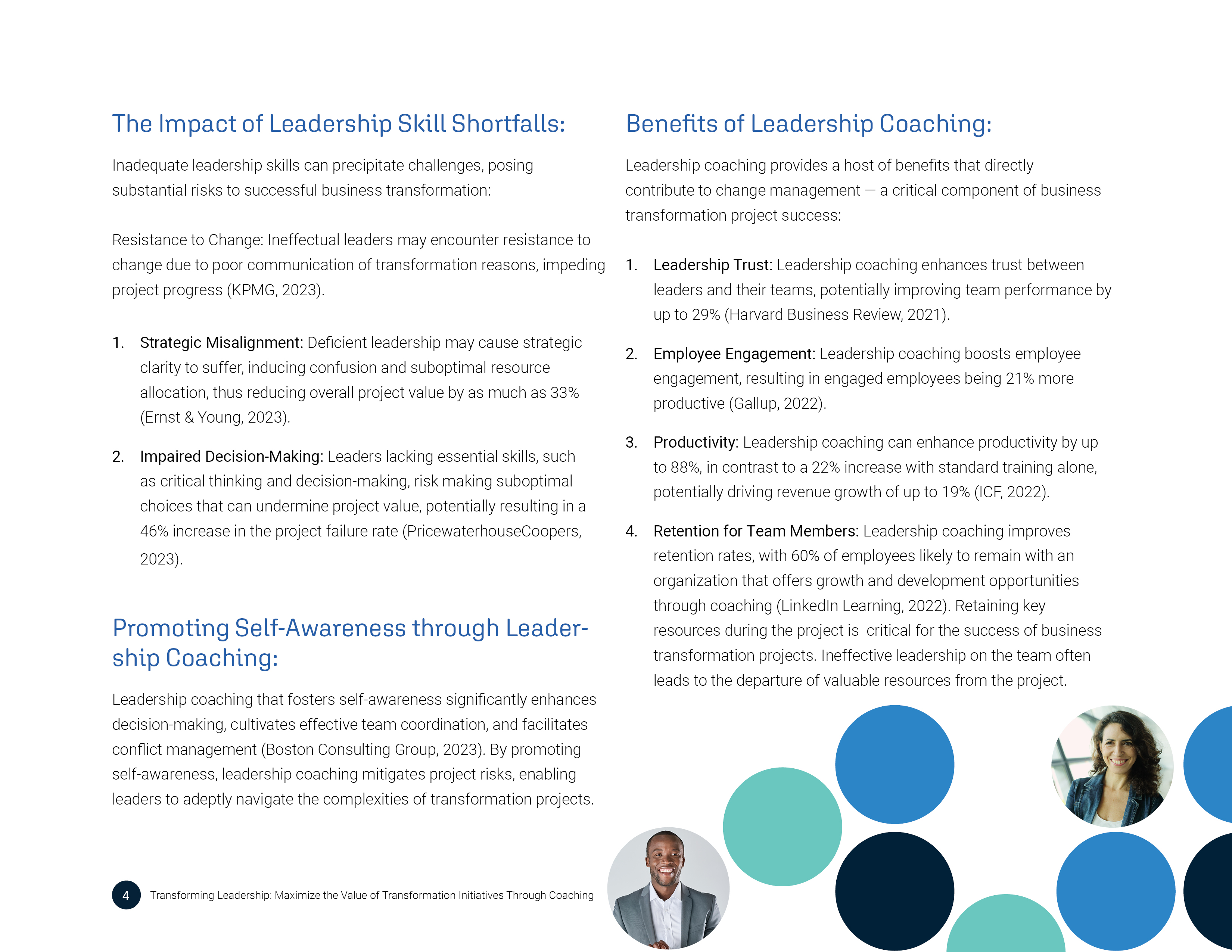 Leadership skill shortfalls and benefits spread