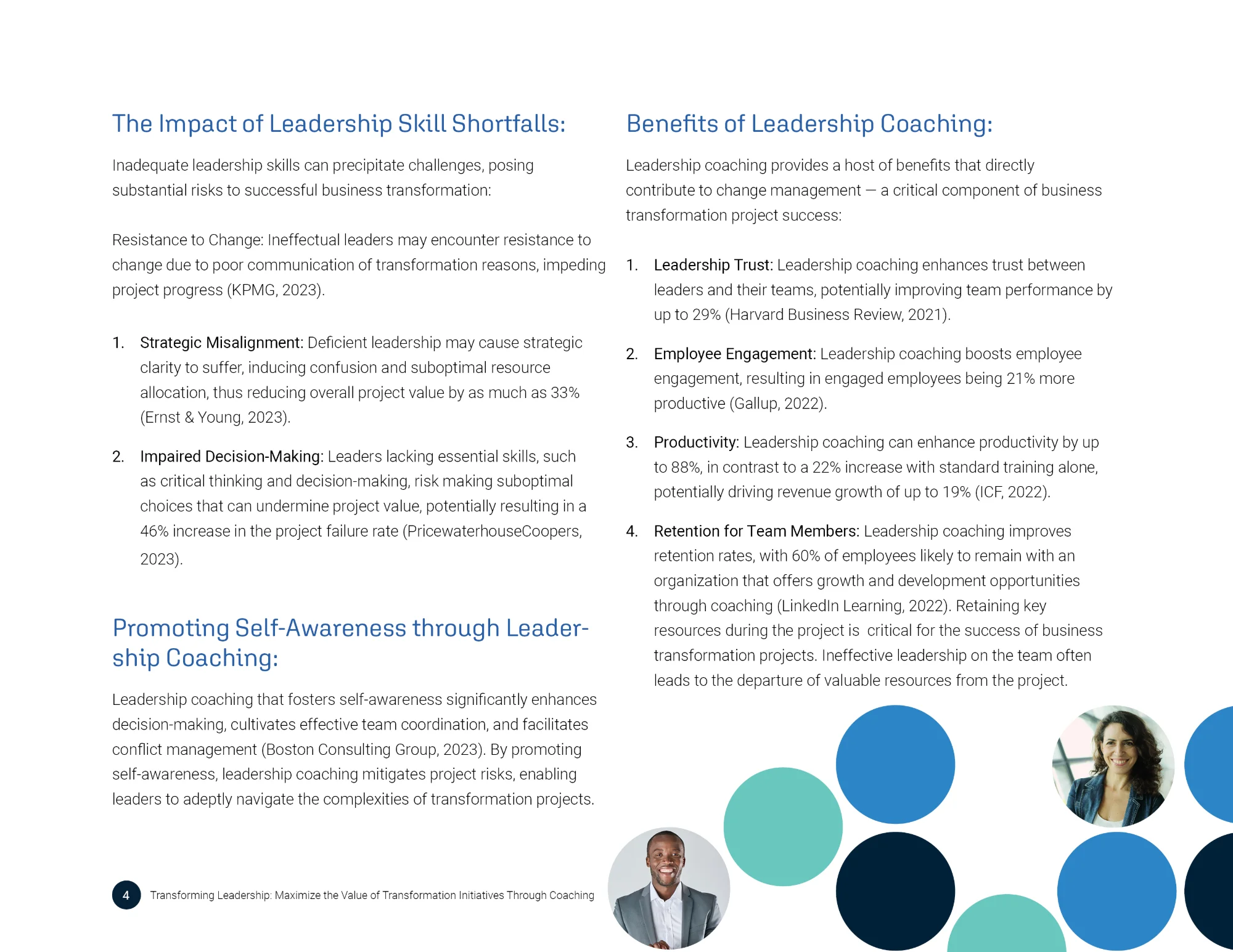 Leadership skill shortfalls and benefits spread