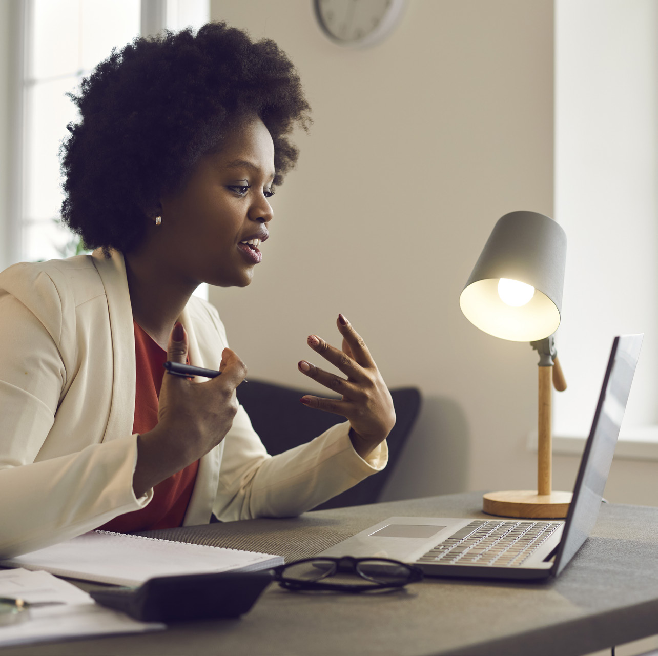 A leader on a video coaching call