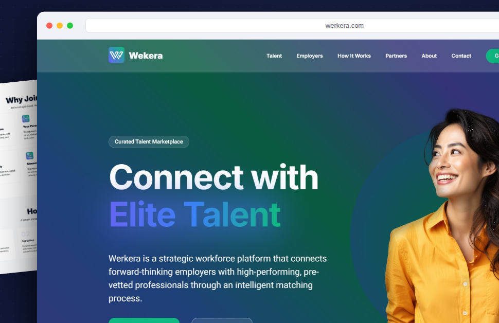 Werkera homepage hero — Connect with Elite Talent