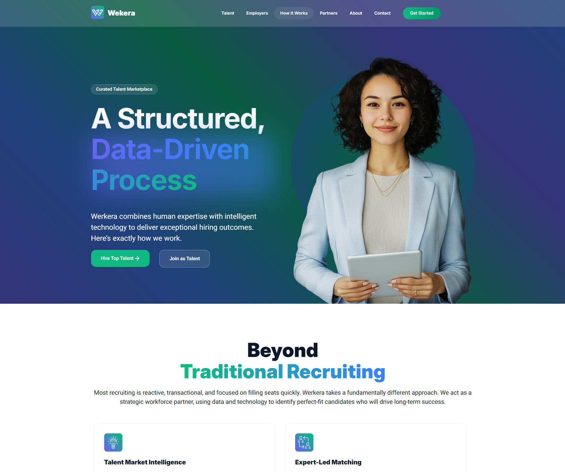 Werkera How It Works page — A Structured, Data-Driven Process, Beyond Traditional Recruiting